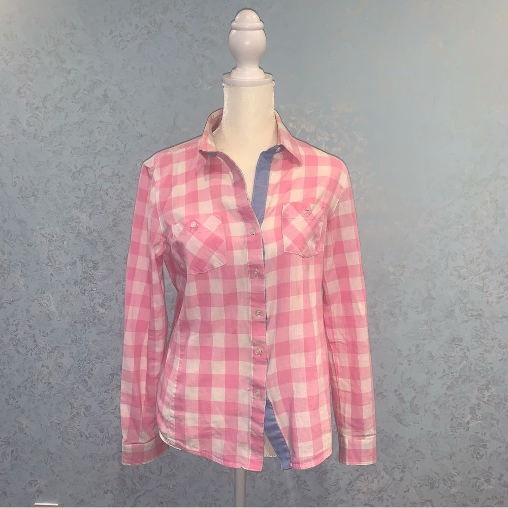 Pink button down shirt petite